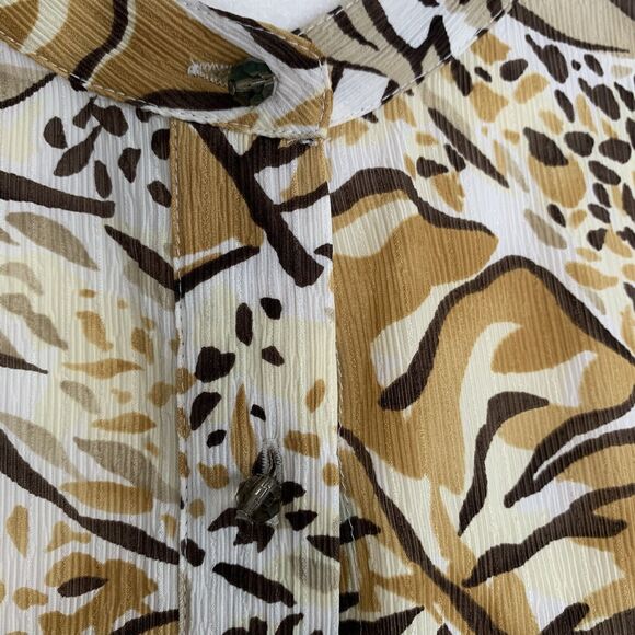 TALBOTS Vintage Petites Size 20W 100% Silk Neutral Print Blouse Button Down - Picture 5 of 9
